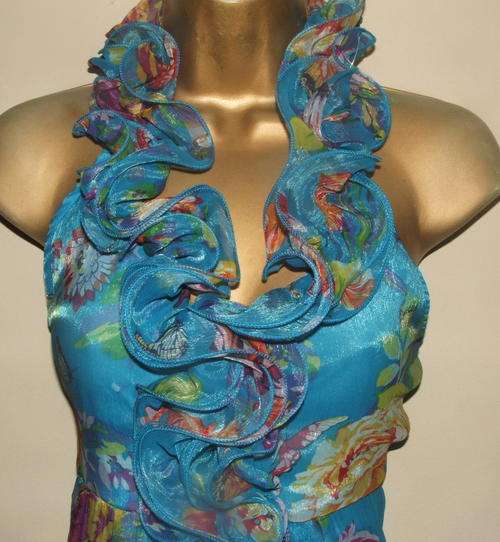 New large Silky floaty ruffle 2011 celeb long dress - Must see Hot.