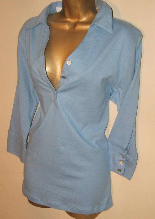 New size 40 / 16   100% COTTON powder / baby blue Shirt top.