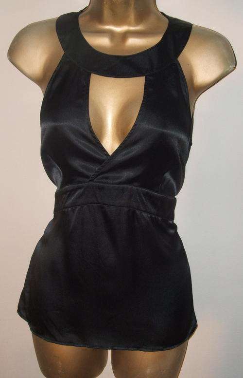 10, 12, 14, 16   by NEXT Uk brand - New BLACK OR BROWN satin look  dressy peep key hole top
