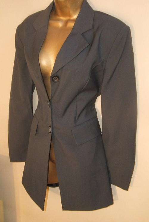 38 / 14 New slate greay Annie Taylor Suit Jacket slate greay wool blend fitted lined.