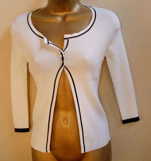 New 8 -10 / 32 - 34 ladies white black jersey fitted knitwear stunning on.
