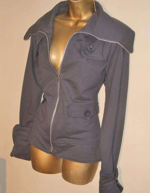 Size Large 12 - small 14 36 - 38  New Fitted slate grey zipper jacket - Hot must see one only .