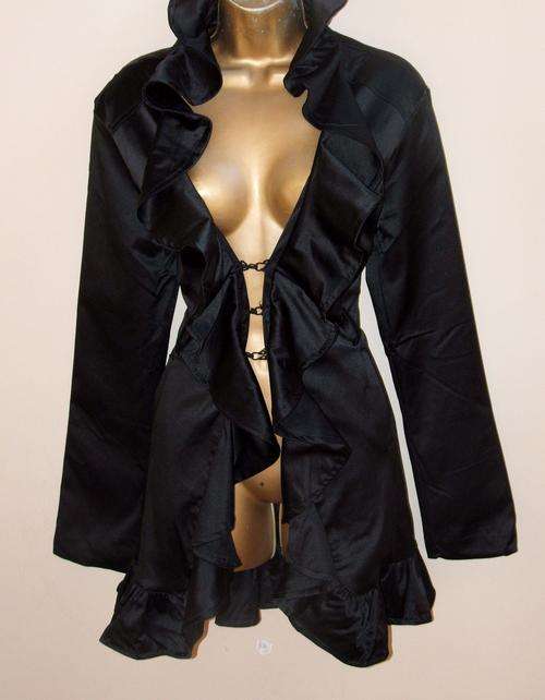 8, 10, 12, 14 / 32, 34, 36, 38 New black  dressy posh ruffle ladies wedding coat - HOT!!