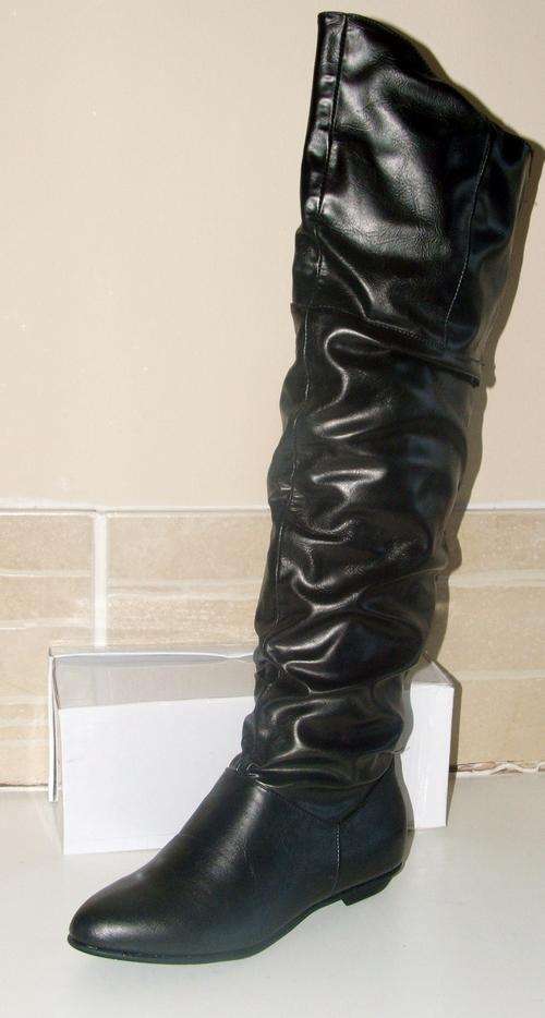 5, 7, 8 New boxed ladies TALL boots LOW heel Black, Grey faux leather, sude look.