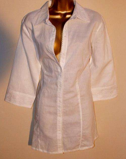 36, 38, 42 / 12, 14, 18 New crisp white long lengh shirts by Truworths -  embroidery.