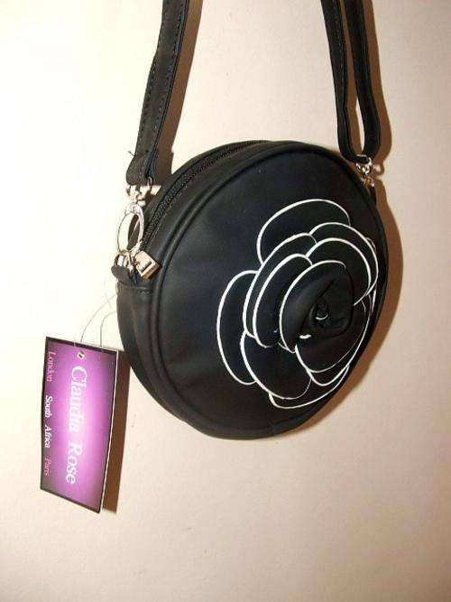 Ladies new roses handbag short or long strap - stunning! Black.