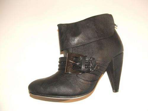 3 or 7 New black ankle boots low heel + silver buckle detail.