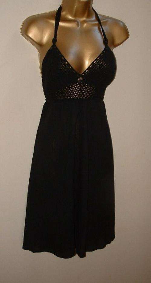 12 14 16 / 36, 38, 40  New WOOLWORTHS crochet black summer dress.