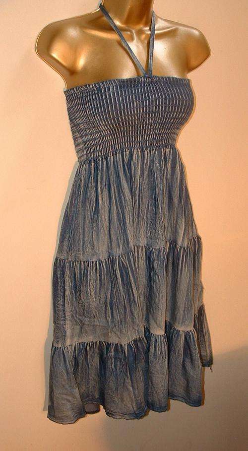 12 / 36 New ladies soft denimhalterneck elastic upper dress