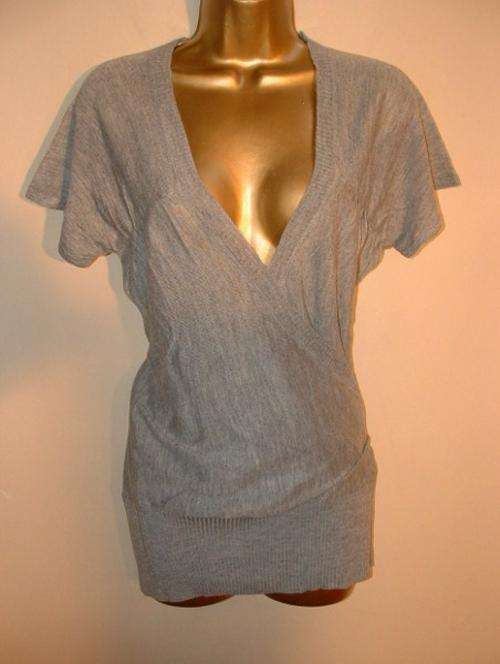 12 - 14 / 36 -  38 new ladies cleavage wrap grey knitwear top