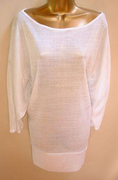 plus size tagged 42 (suits 16 - 18) white bat wing band white top long length