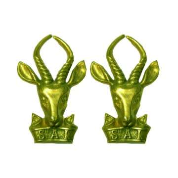 SOUTH AFRICAN INFANTRY COLLAR BADGES WITH PINS - PAIR.