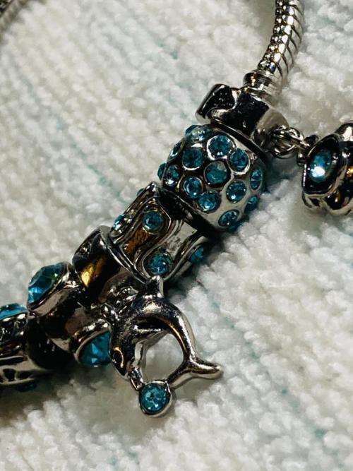 PANDORA INSPIRED BLUE CHARM BRACELET