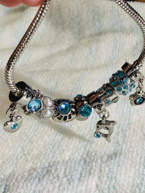 PANDORA INSPIRED BLUE CHARM BRACELET