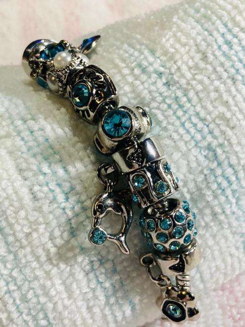 PANDORA INSPIRED BLUE CHARM BRACELET
