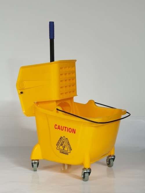 24 LITER MOP TROLLEY - WITH WRINGER - YELLOW ONLY.