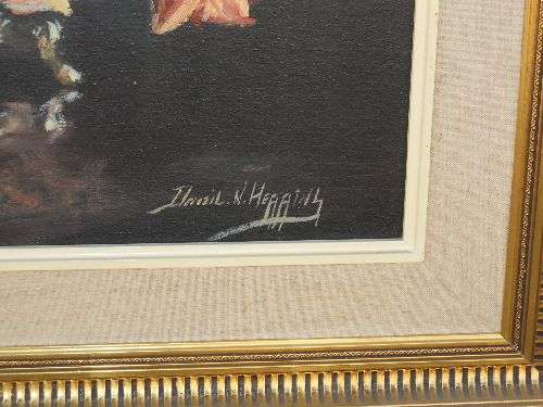 DENZIL N. HERRING. PAINTING OIL ON BOARD FRAMED .SIZE, 85CM X 75CM INCLUDING FRAME