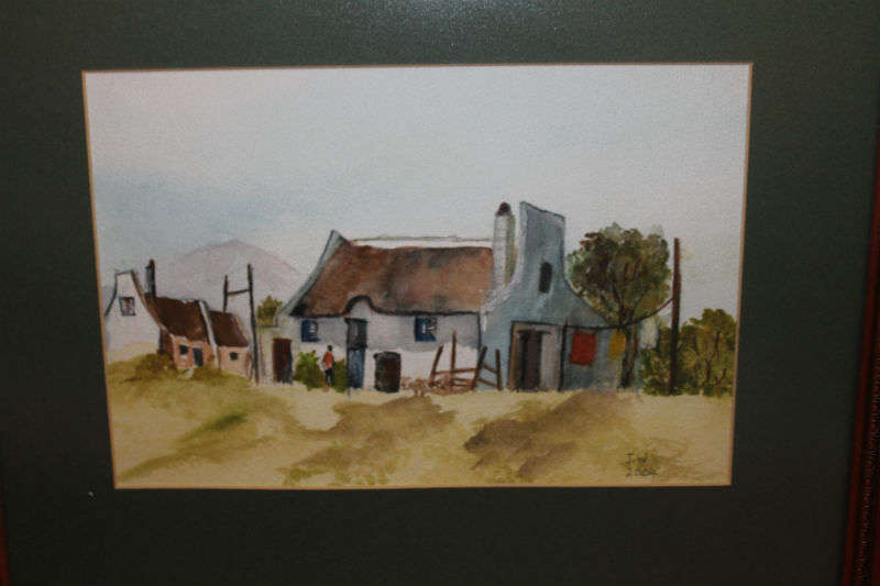 PAINTING FRAMED BEHIND GLASS. SIGNED JW 2004. SIZE 41CM X 31CM INCLUDING FRAME