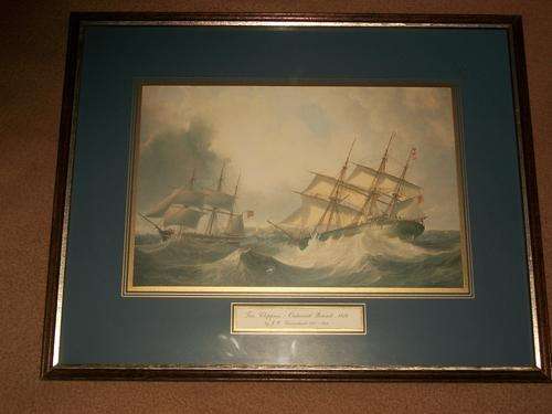 TEA SCIPPER OUTWARD BOUND 1856 BY W.J.CARMICHAEL 1800-1868. SIZE: 38CM X 30CM INCL FRAME.