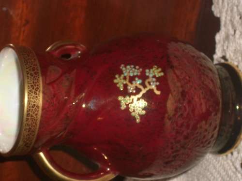 CROWN DEVON VASE AND BOWL. Bowl 25cm + Vase 13cm