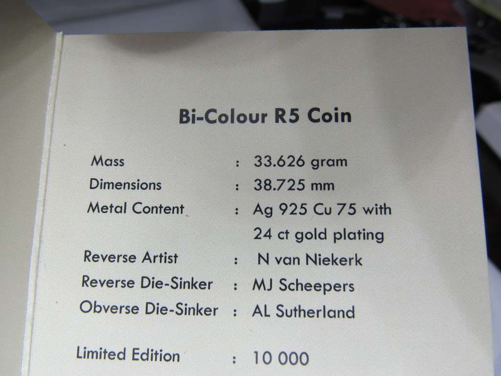 2021 SARB Centenary Crown(33.00 gram) Proof R5 with Gold-Plated centre. Limited Mintage - ONLY 3,500