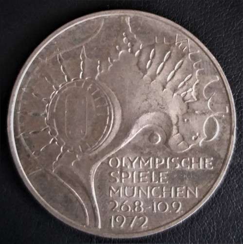 GERMANY 10 MARK 1972  F  MUNICH OLYMPICS  KM#133