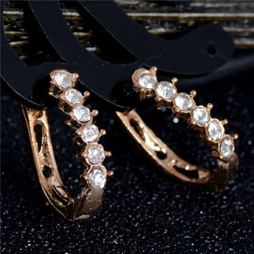 18 KT  GOLD PLATED AUSTRALIAN CRYSTAL RHINESTONE  HOOPED EAR RINGS
