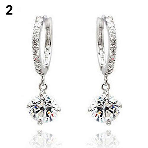 925  SILVER PLATED AUSTRALIAN CIRCONIA  HOOPED EAR RINGS