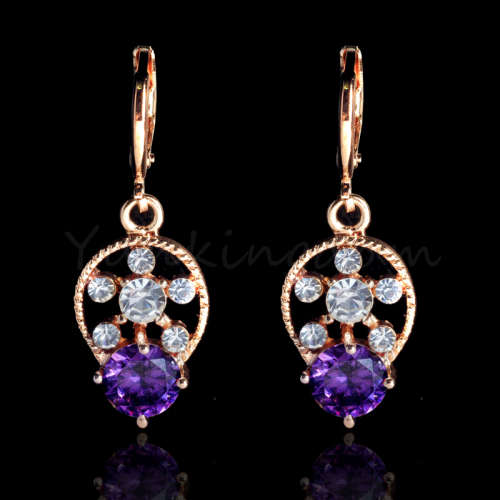 18 KT ROSE GOLD PLATED DROP EAR RINGS