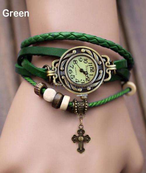 GREEN CHARM LEATHER WATCH