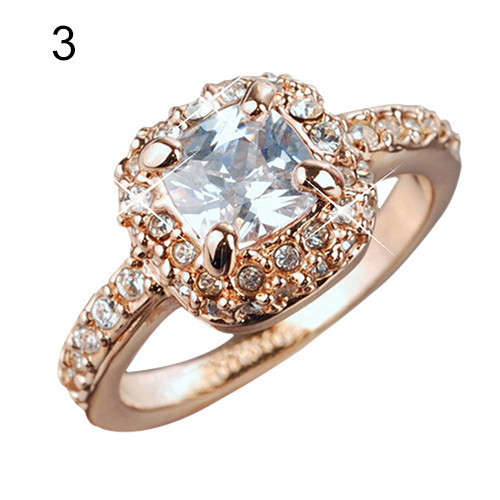 ROSE GOLD PLATED RHINESTONE ALLOY RING SIZE 7