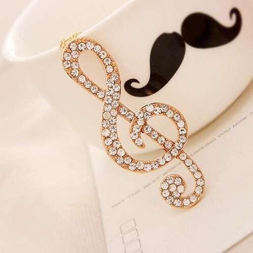 **CHIC** MUSIC NOTE RHINESTONE NECKLACE