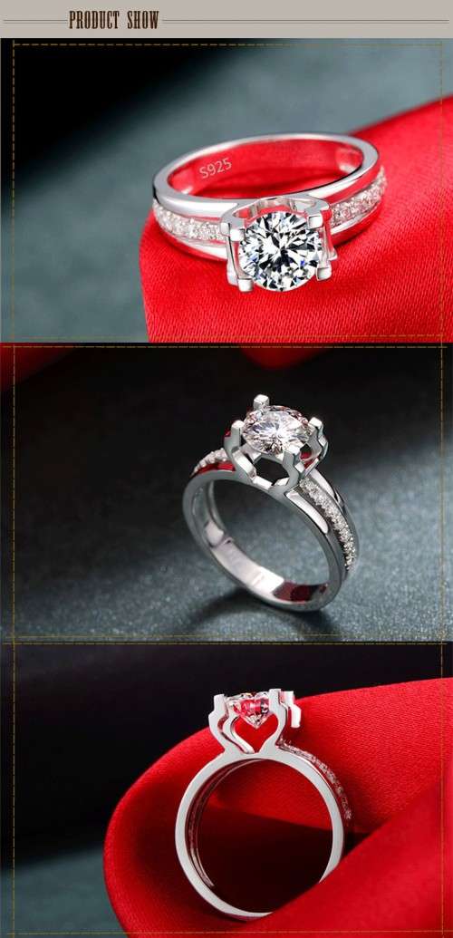 925 STAMPED WHITE GOLD PLATED RING WITH 1.5 CARAT CUBIC ZIRCONIA