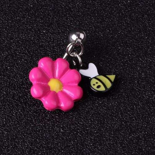 SEXY PINK FLOWER AND BUMBLE BEE BELLY RING
