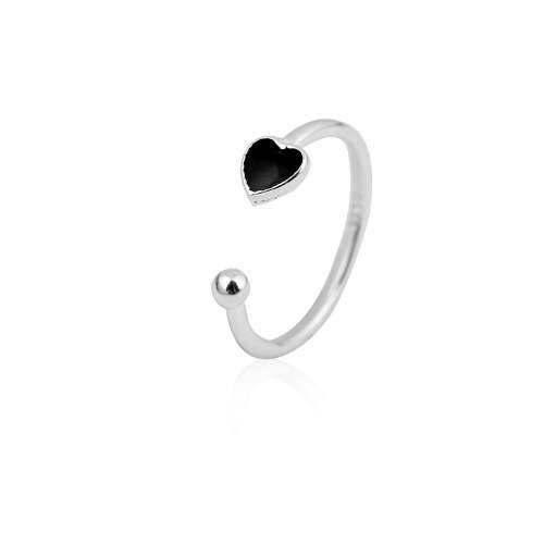 925 STERLING SILVER ADJUSTABLE BALL RING WITH HEART