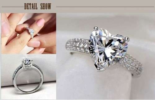 ***EXQUISITE*** S925 STERLING SILVER RING WITH HEART SHAPE CUBIC ZIRCONIA - SIZE 9