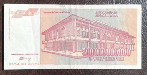 Yugoslavia, 500 000 000 000 Dinara, 1993