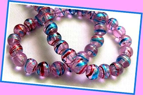 {{{Clear glass beads/Metallic Swirls..8mm ..Sold per pack of 10