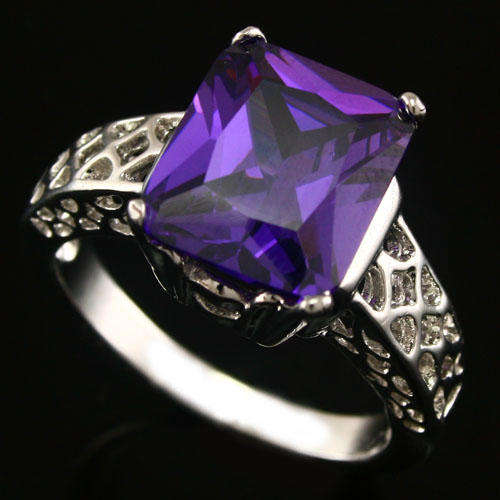 Classic Filigree Simulated Amethyst ring - Size 9