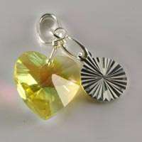 SOLID Sterling Silver genuine Swarovski yellow crystal, stunning pendant