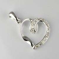 SOLID Sterling Silver Gorgeous simulated diamonds heart pendant