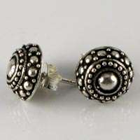 Beautiful Solid Sterling Silver Antiqued Stud Earrings 10mm