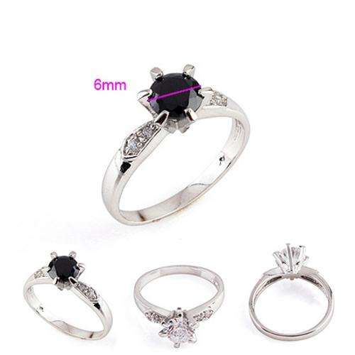 Stuninng jet black Simulated diamond ring - Size 7