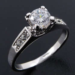 Stunning 18ct Gold Finish diamond simulated Ring - Size 6