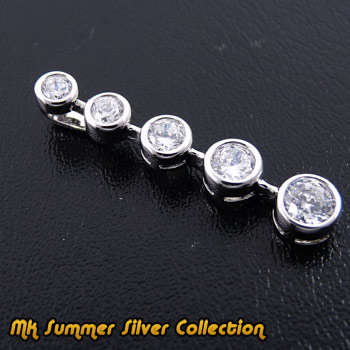 Summer !!!! Luxurious Sterling Silver Hand-made Pendant with Ice White CZ Stones