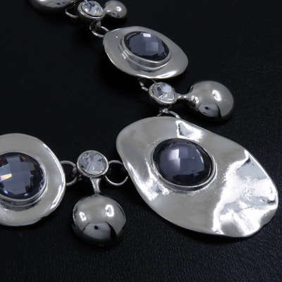 Stunning silver Necklace amethyst simulated stones