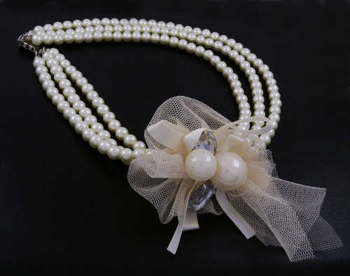 WOW!!!! Stunning 3 row faux pearl necklace with decorative attachment !!!!