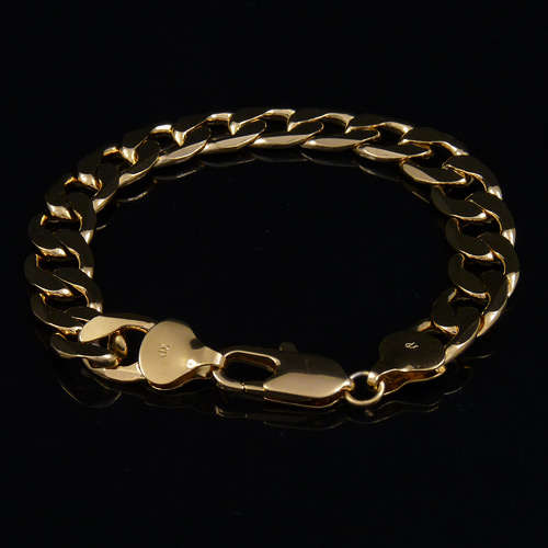 Stunning 10mm thick 21cm long Men's bracelet in 18ct Gold Clad