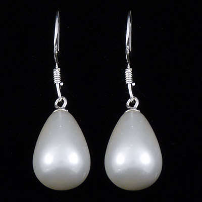 Stunning Genuine Shell Pearl drop earrings with sterling silver attachments
