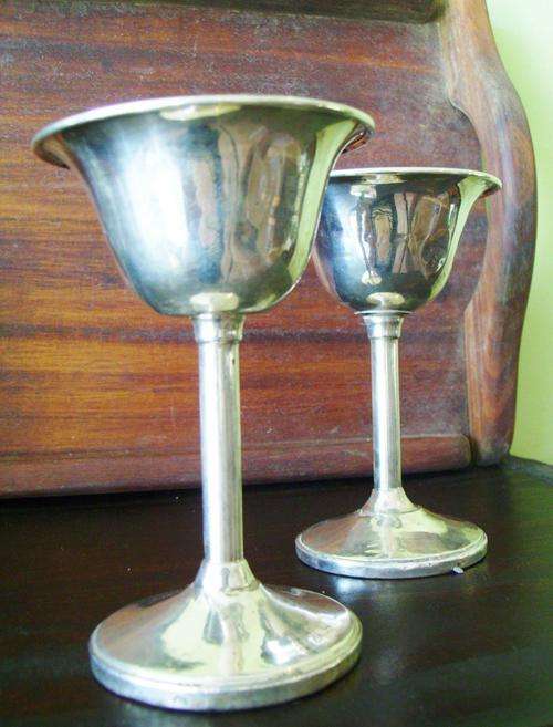 Two Sterling Silver M Fred Hirsch Goblets